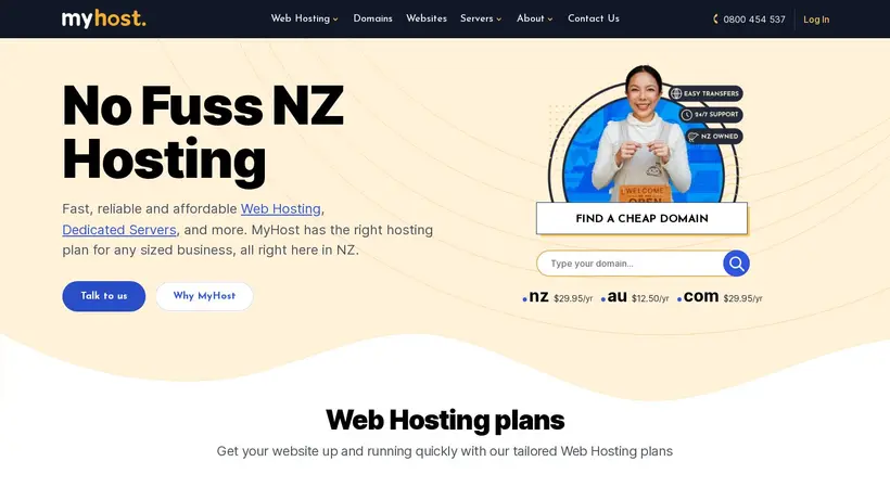 My Host New Zealand homepage screenshot