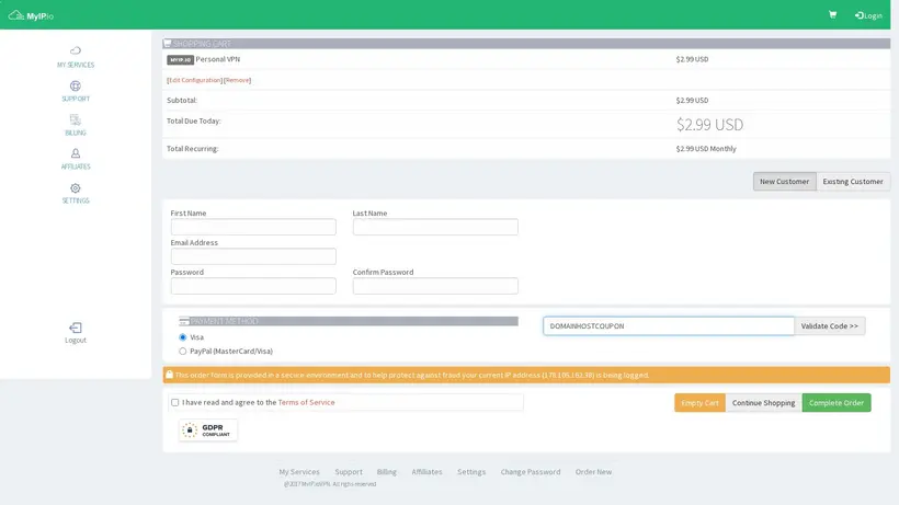 MyIP homepage screenshot
