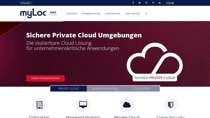 MyLoc homepage screenshot