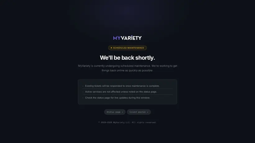 My Variety homepage screenshot