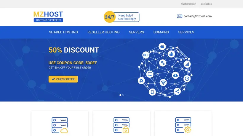 MZHost homepage screenshot