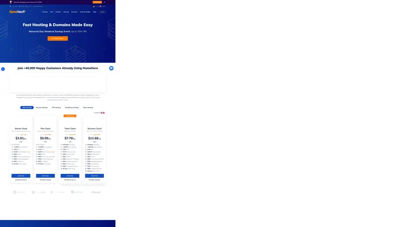 Name Hero homepage screenshot