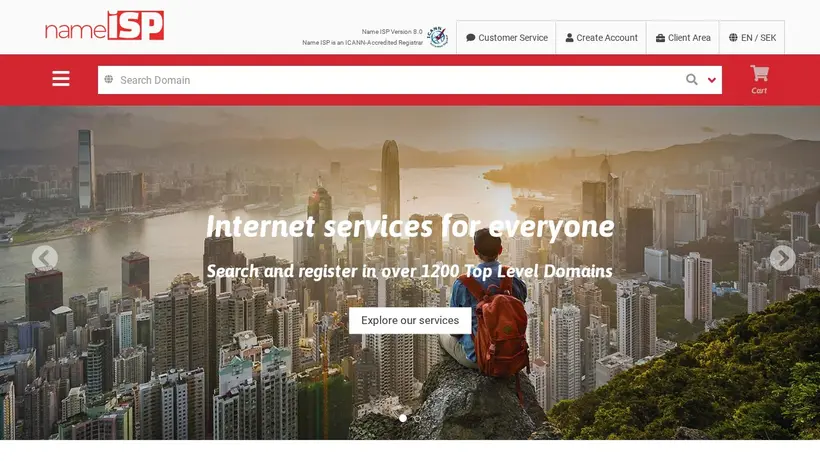 NameISP homepage screenshot