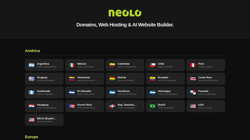 Neolo homepage screenshot