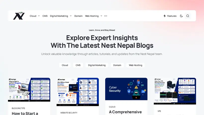 Nest Web Host homepage screenshot