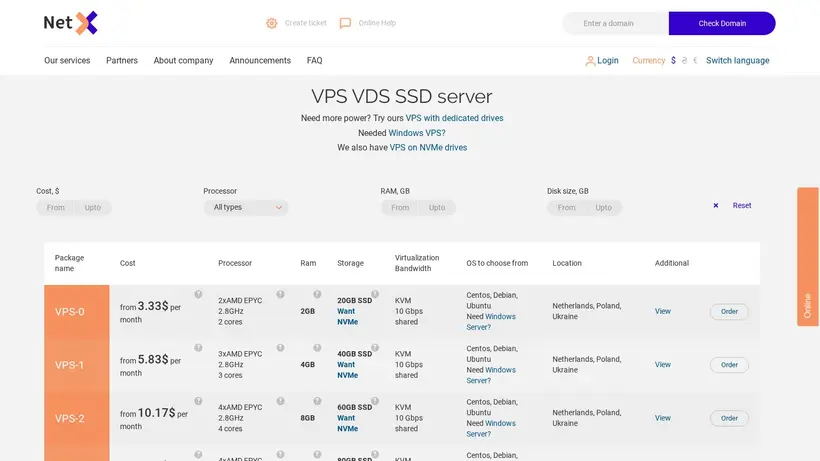 NetX Hosting homepage screenshot