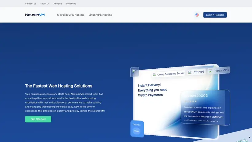Neuron VM homepage screenshot
