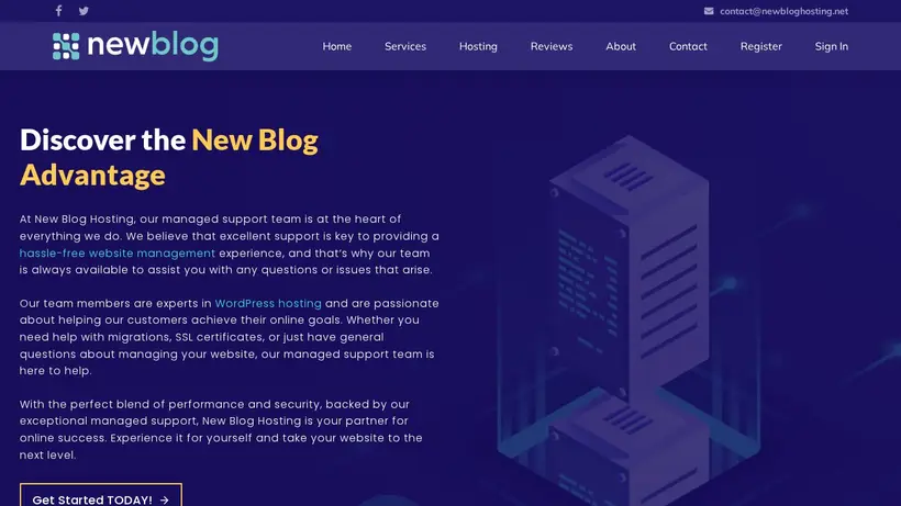 New Blog Hosting homepage screenshot
