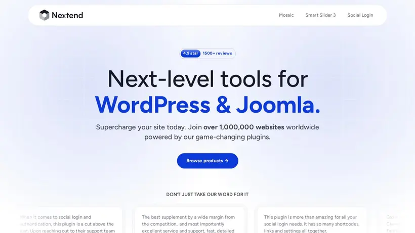 Next end Web homepage screenshot