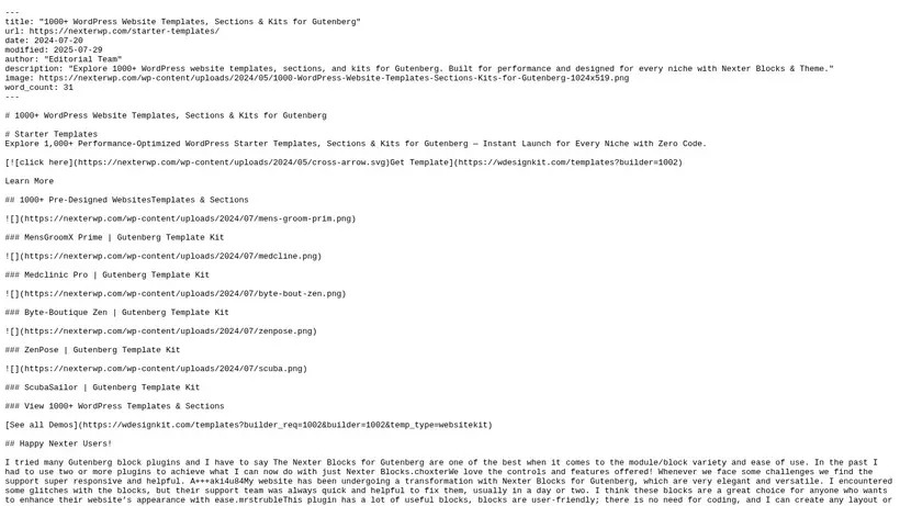 Nexter WP homepage screenshot