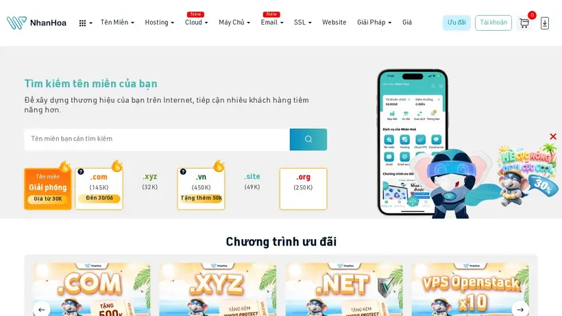 Nhanhoa homepage screenshot