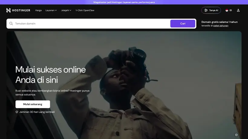 Niaga Hoster homepage screenshot