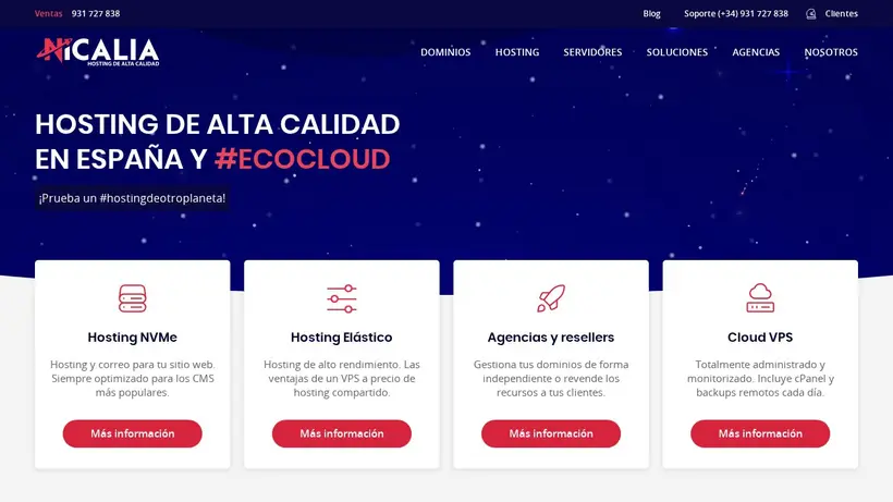 Nicalia homepage screenshot