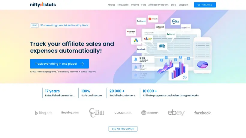 Nifty Stats homepage screenshot