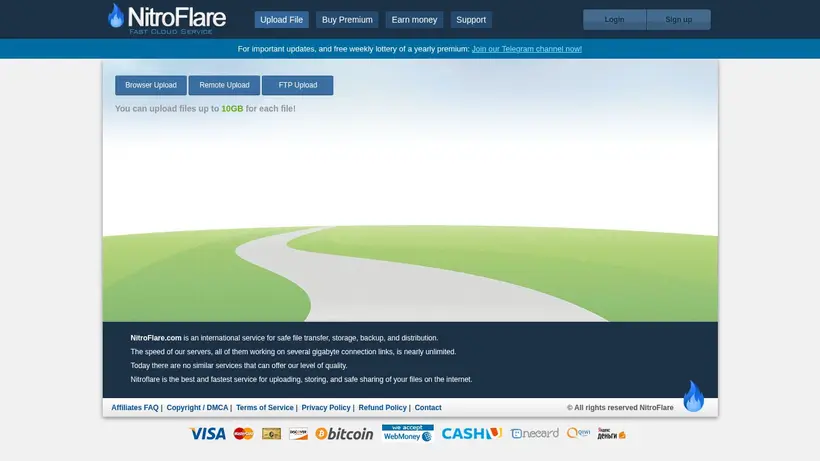Nitroflare homepage screenshot