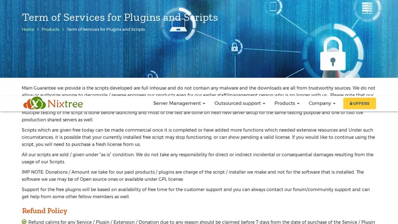 Nixtree homepage screenshot