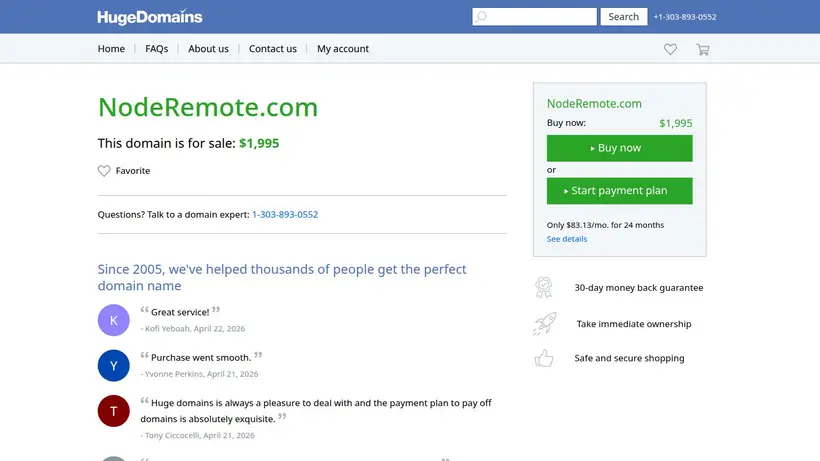 Node Remote homepage screenshot