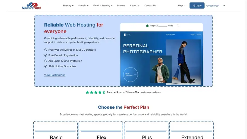 Nomfro Host homepage screenshot
