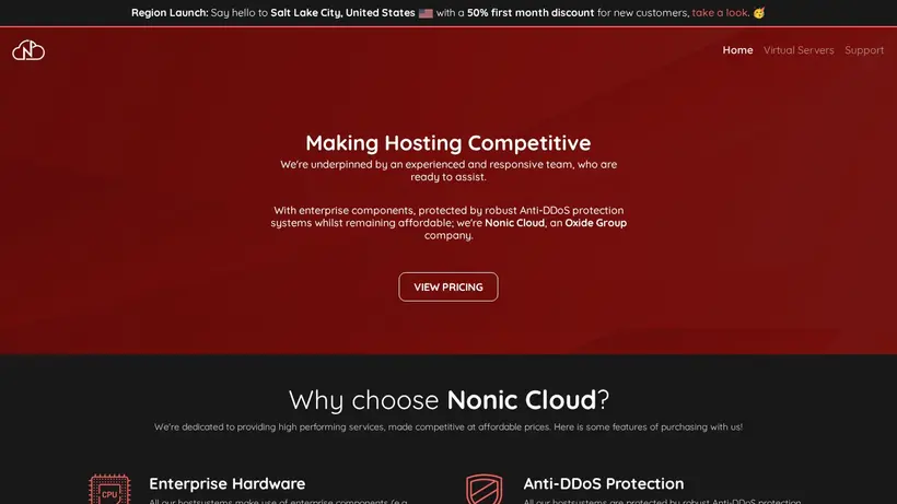 Nonic Cloud homepage screenshot