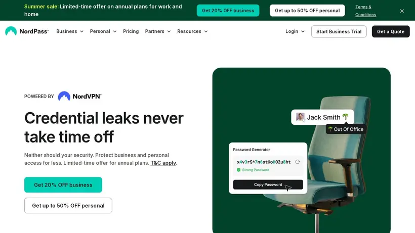 NordPass homepage screenshot