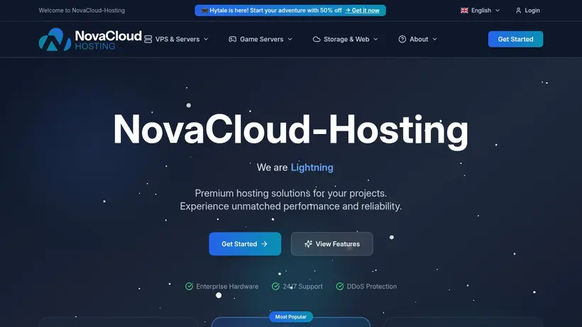 Nova Cloud Hosting homepage screenshot