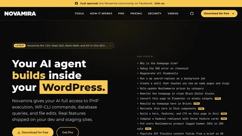 Novamira homepage screenshot