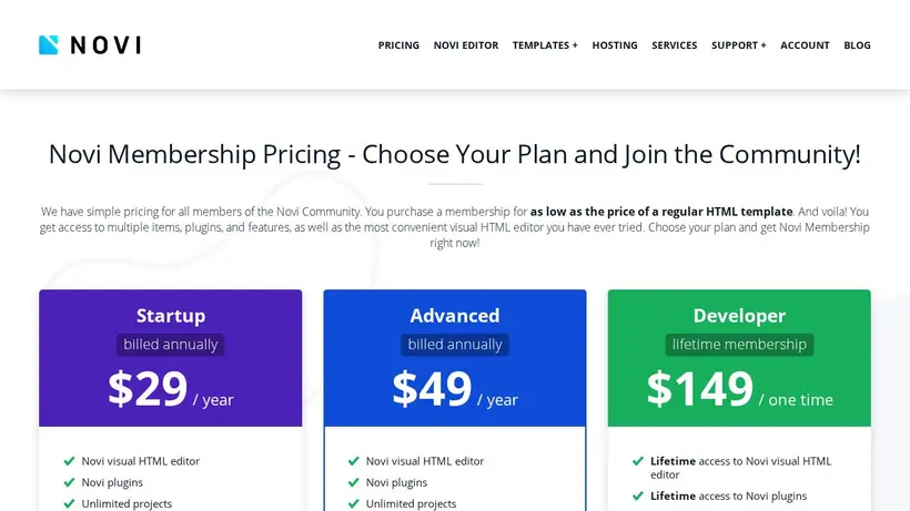 Novi Builder homepage screenshot