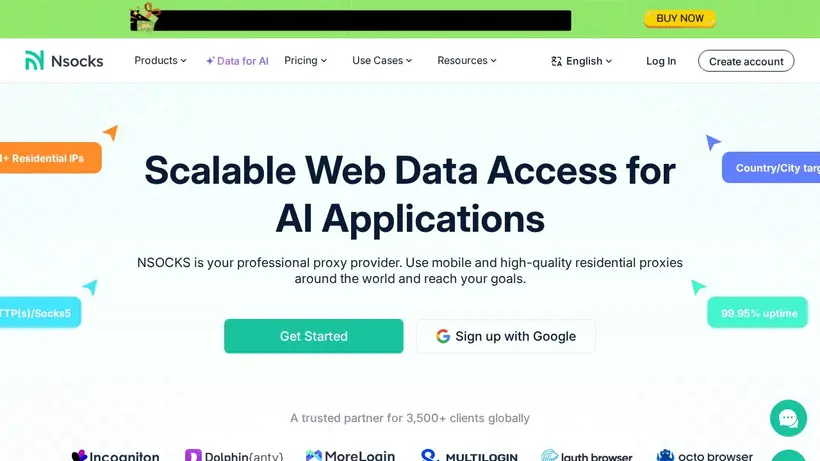 NSocks homepage screenshot