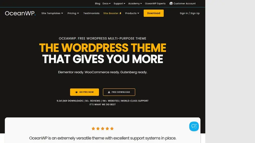 Ocean WP homepage screenshot