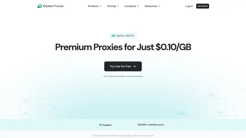 Oculus Proxies homepage screenshot
