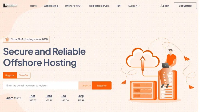 Offshore Servers homepage screenshot