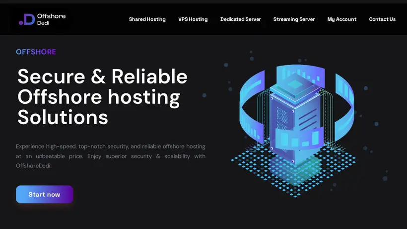 Offshore Dedi homepage screenshot