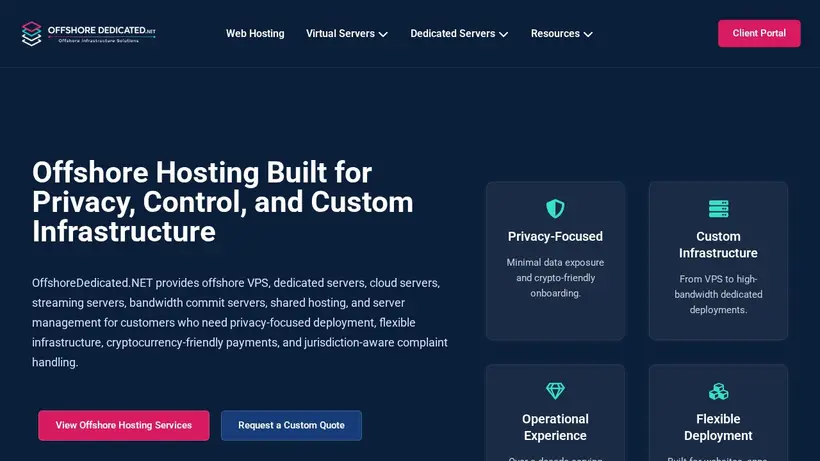 Offshore Dedicated homepage screenshot
