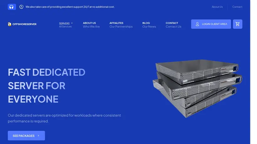 Offshore Server homepage screenshot