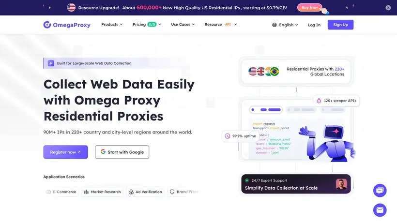 Omega Proxy homepage screenshot