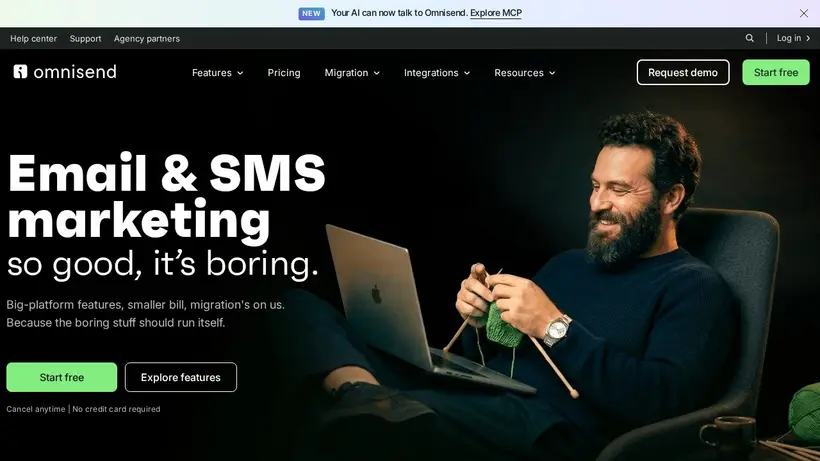 Omnisend homepage screenshot