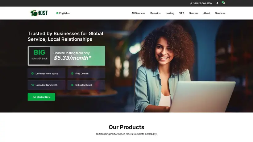 One Big Host homepage screenshot