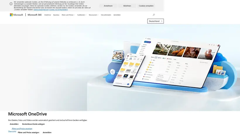 One Drive homepage screenshot