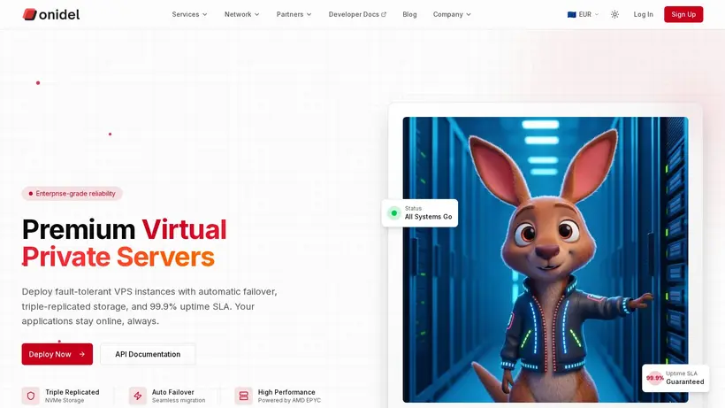Onidel homepage screenshot