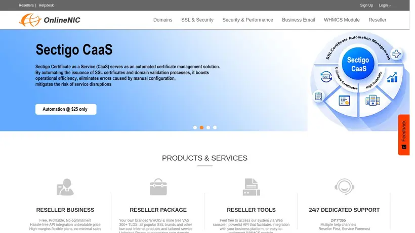 Online NIC homepage screenshot