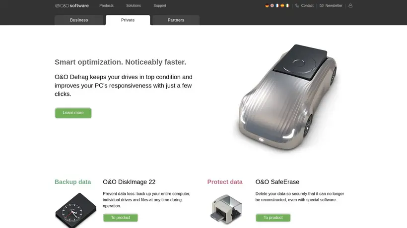 O&O Software homepage screenshot
