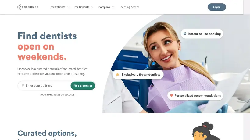 Open Care homepage screenshot
