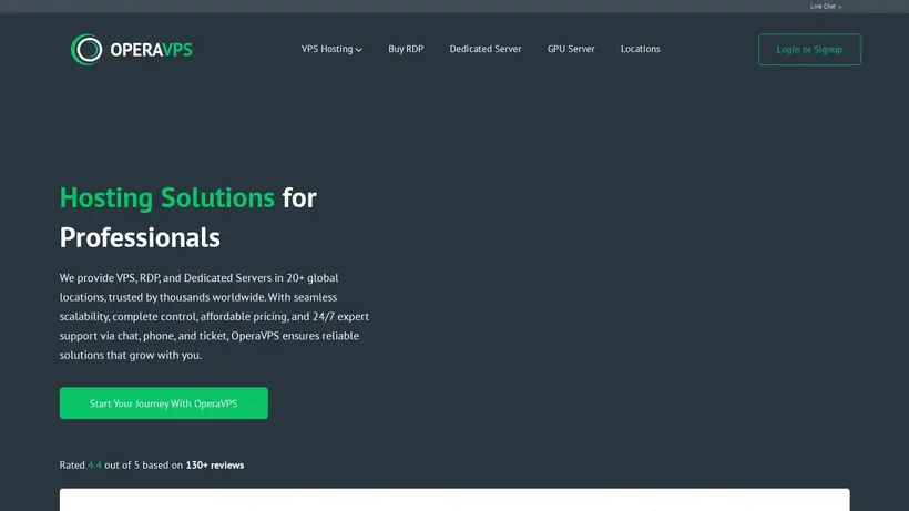 Opera VPS homepage screenshot