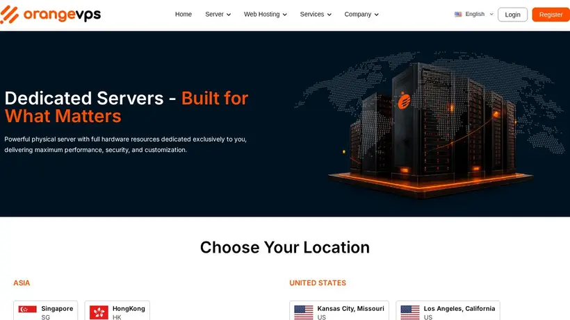 Orange VPS homepage screenshot