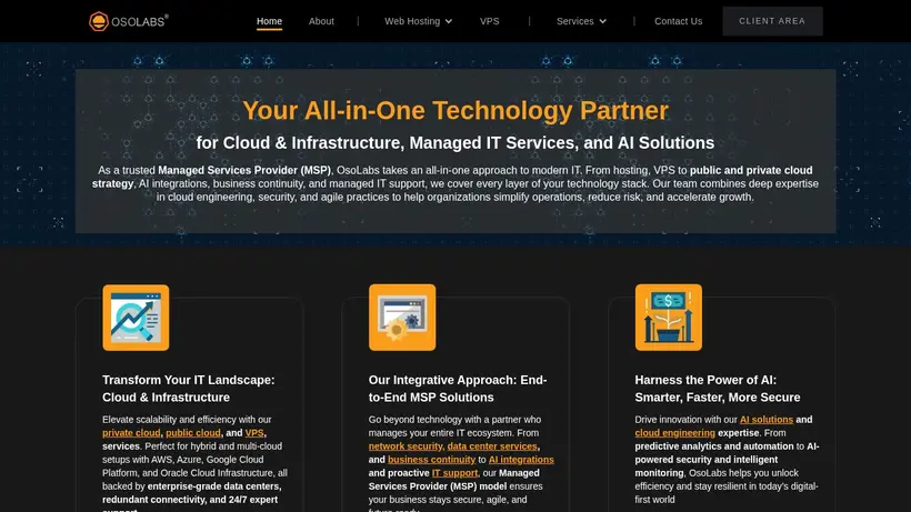 Oso Labs homepage screenshot
