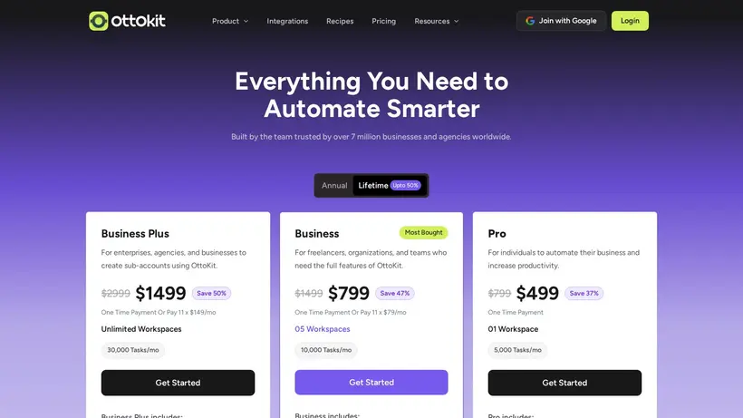 Sure Triggers homepage screenshot