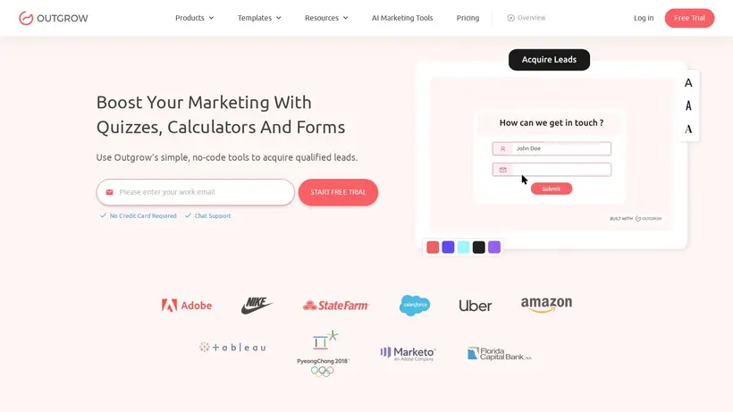 Outgrow homepage screenshot