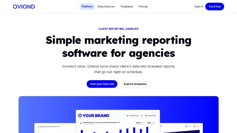 Oviond homepage screenshot