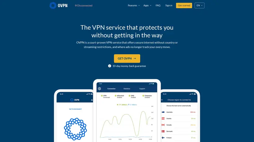 OVPN homepage screenshot