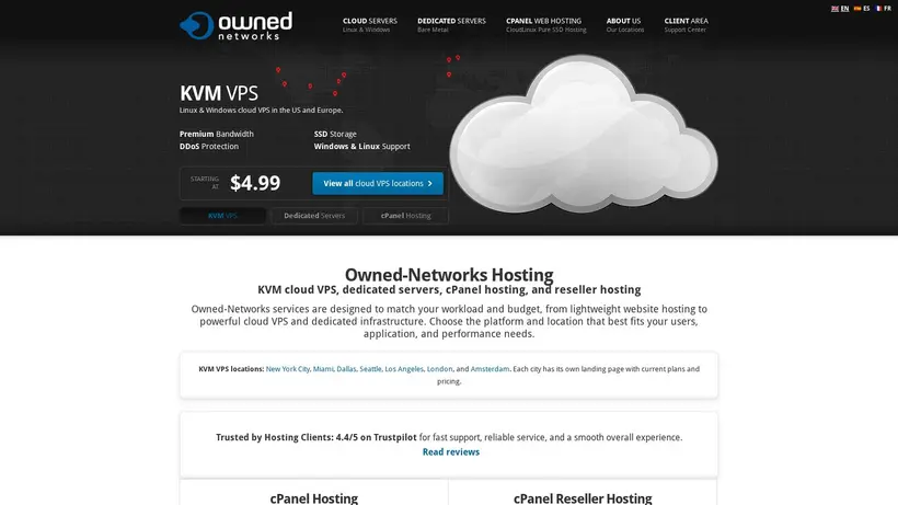 OwnedNetworks homepage screenshot